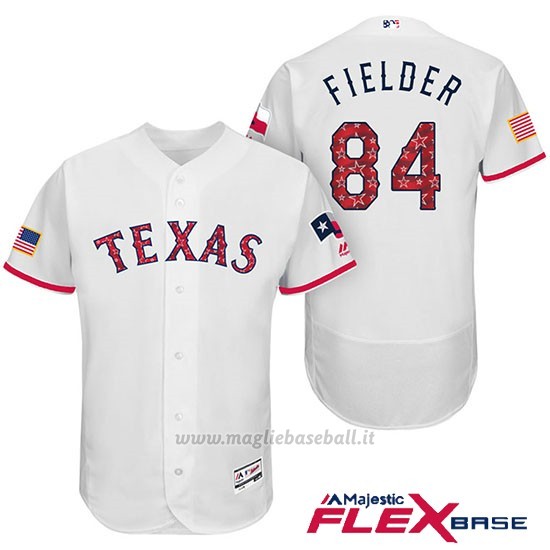 Maglia Baseball Uomo Texas Rangers 2017 Estrellas y Rayas Prince Fielder Bianco Flex Base